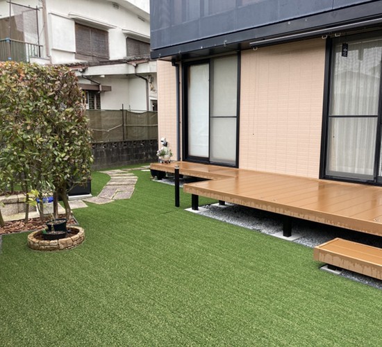 【神戸垂水店】青々とした人工芝が映える外構リフォーム工事